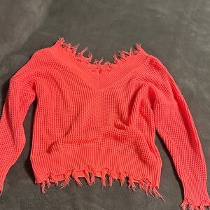 Zenana Outfitters Coral Off-the-Shoulder Sweater